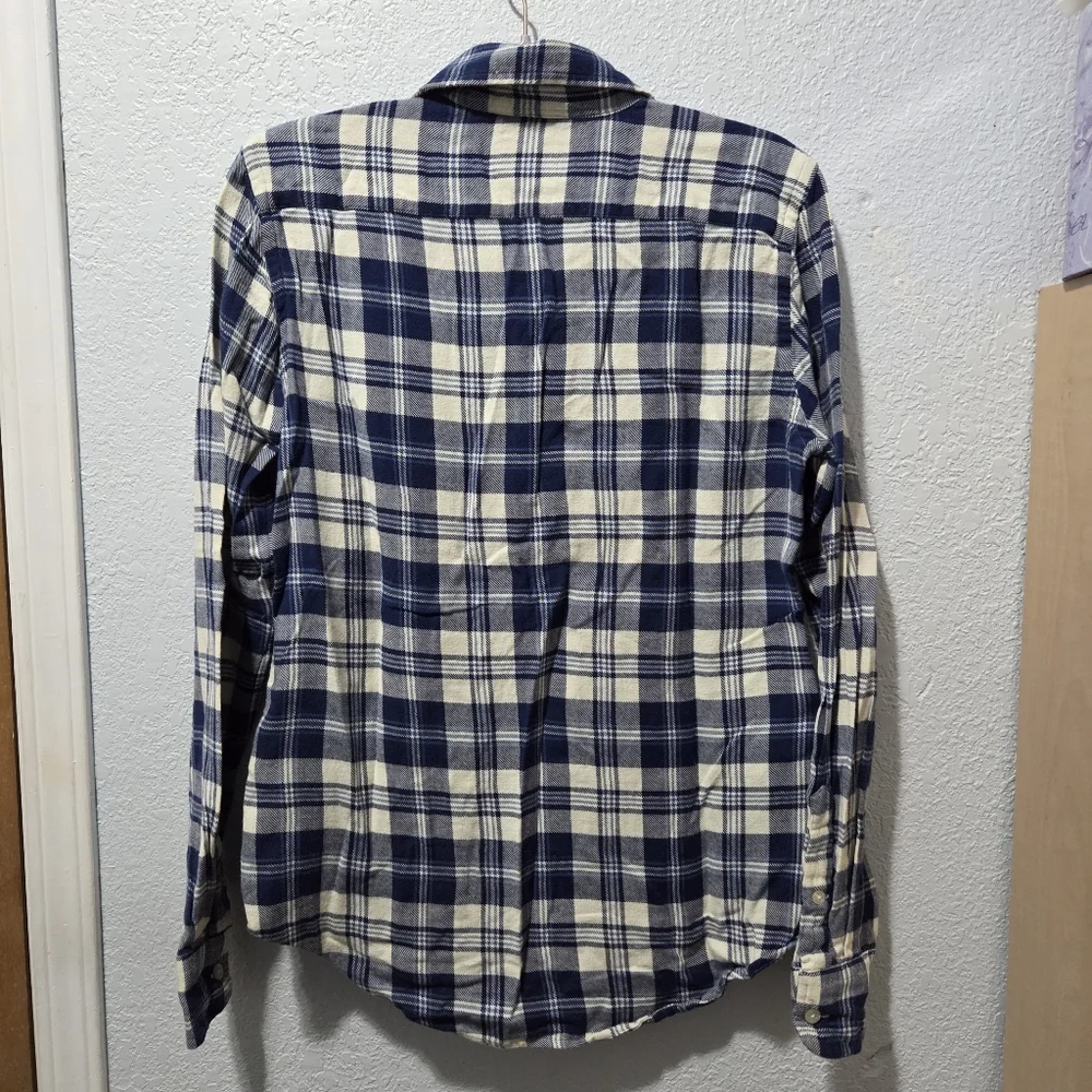 Ralph Lauren Blue Label Navy and Cream Plaid Shirt - Picture 6 of 6